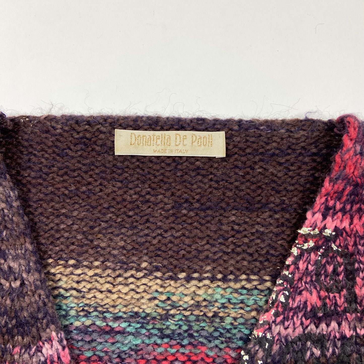 00s Multicoloured Knitted Cardigan - Size M