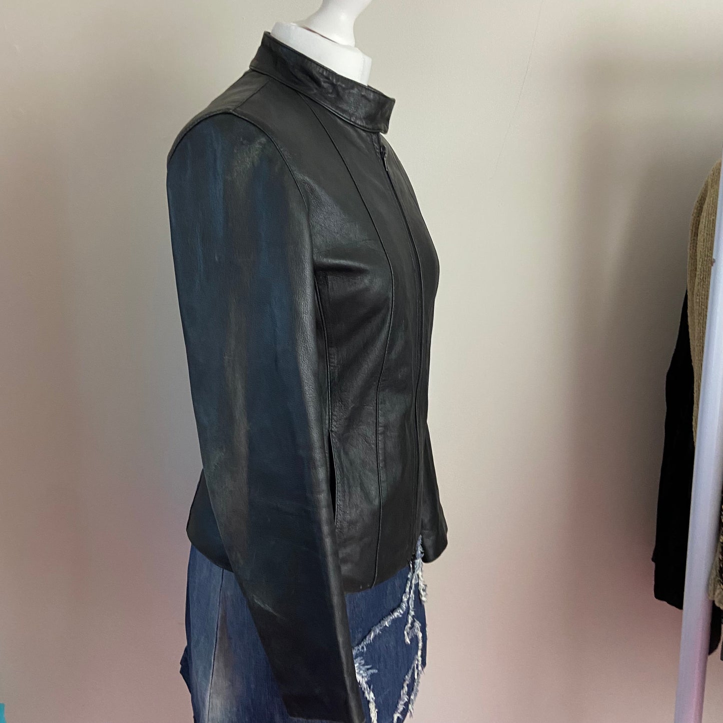 00s Racer Leather Jacket - Size M