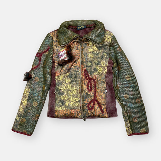 Tricot Chic Embellished Zip Jacket - Size M