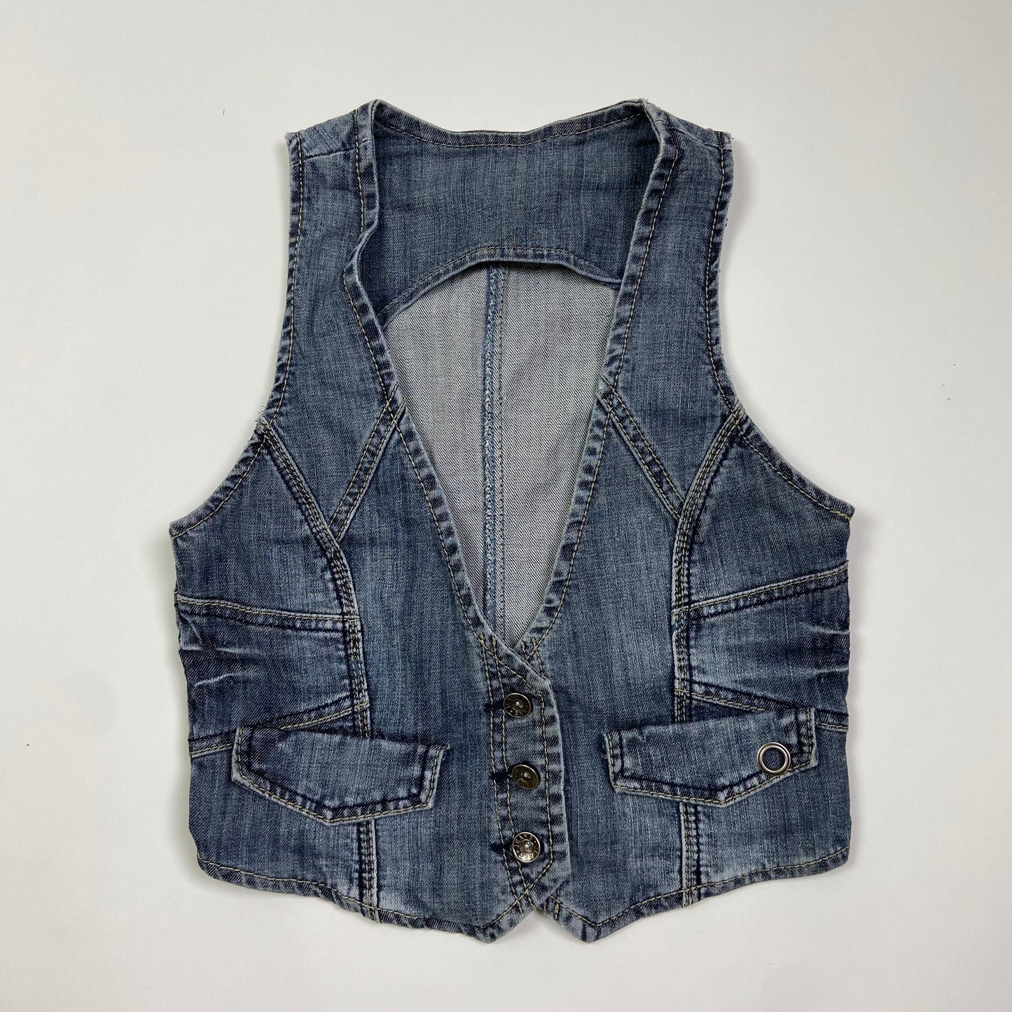 00s Denim Vest With Buckle - Size S
