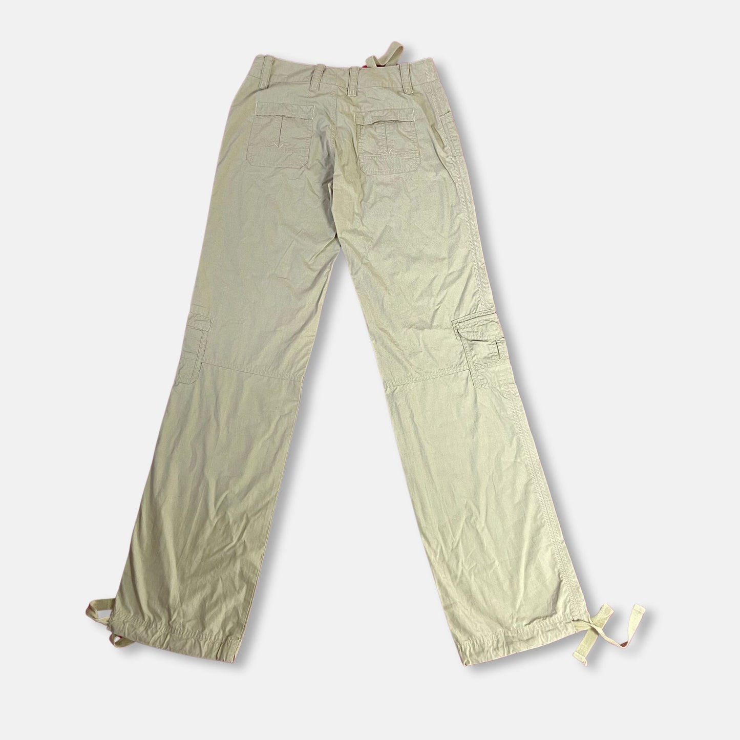 00s Beige Low Rise Cargo Trousers - Size XS
