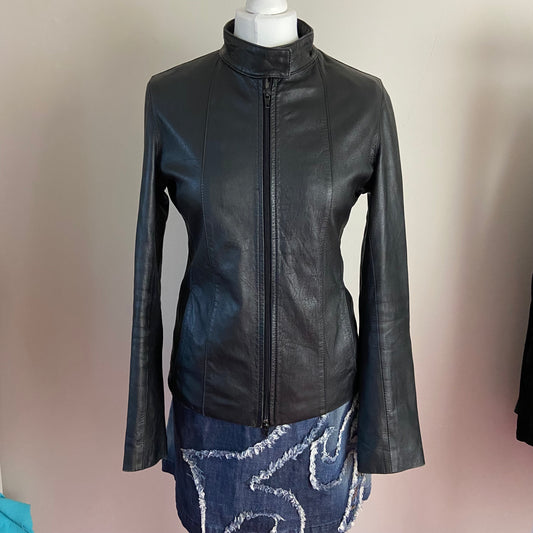 00s Racer Leather Jacket - Size M