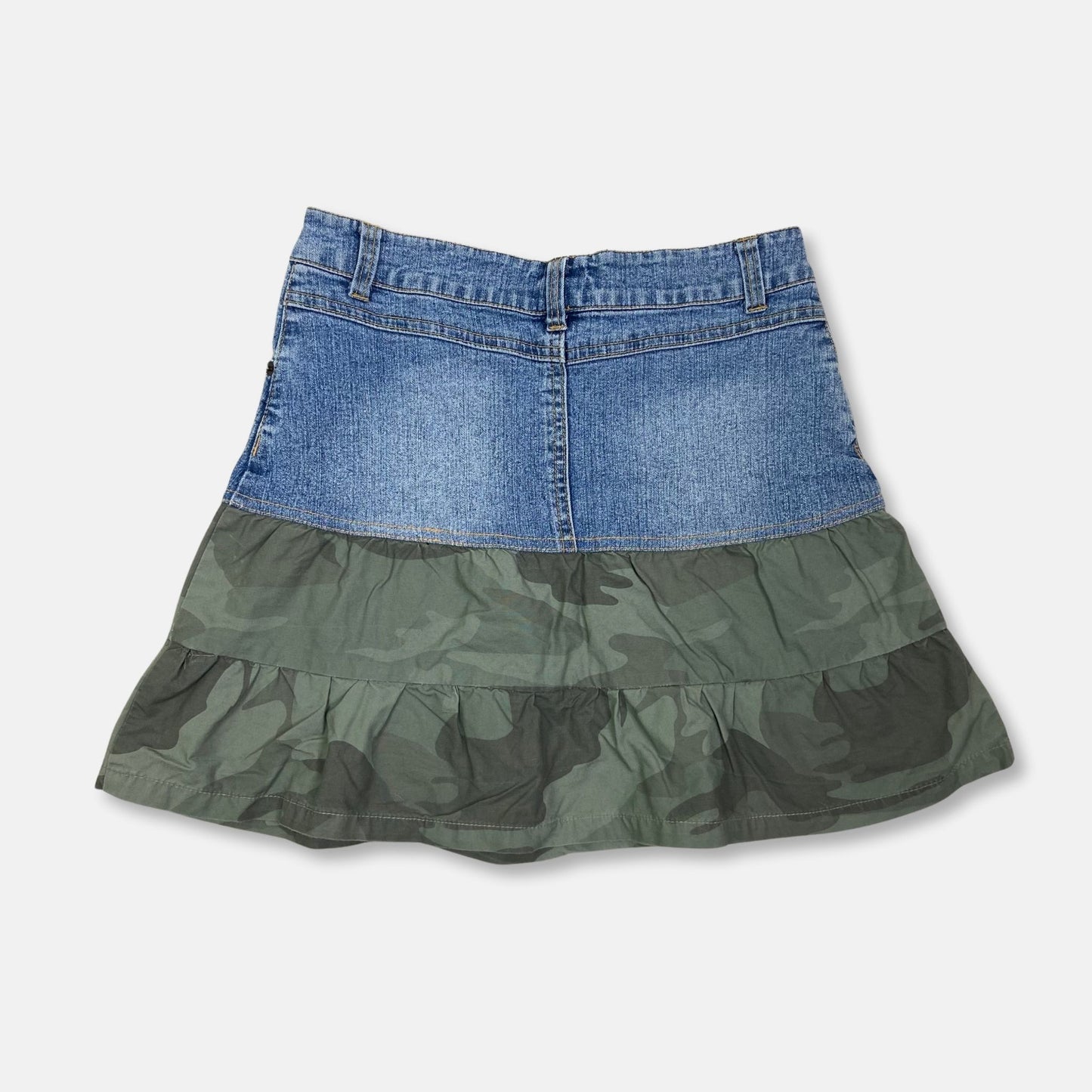 00s Denim Ruffle Mini Skirt - Size XS - Funky Cat