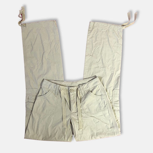 00s Beige Low Rise Cargo Trousers - Size XS