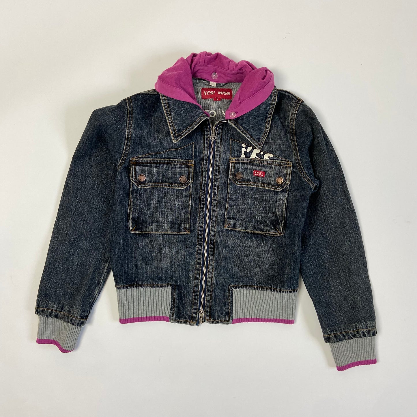 00s Denim Zip Up Jacket With Hoodie - Size S