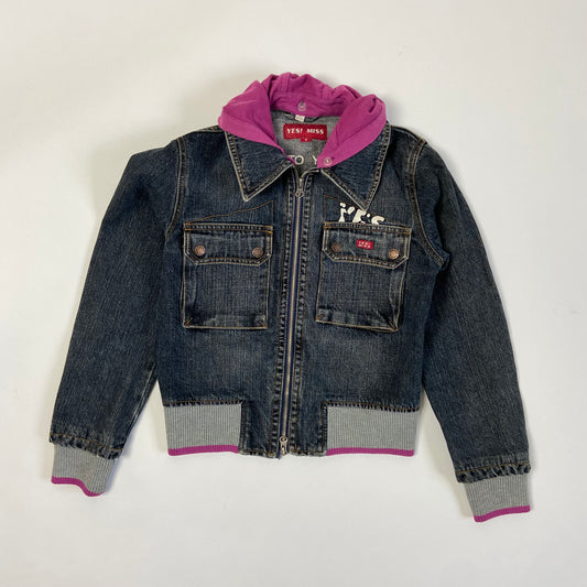 00s Denim Zip Up Jacket With Hoodie - Size S