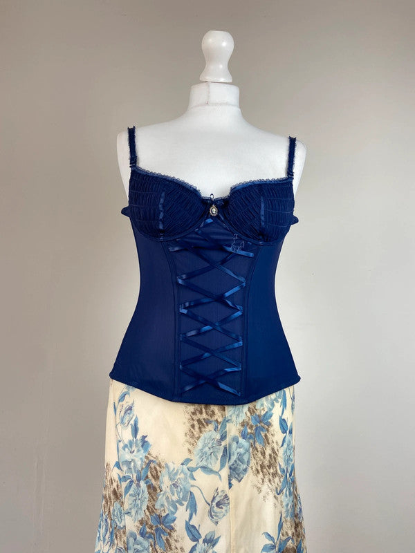 00s Blue Corset Top - Size S/M