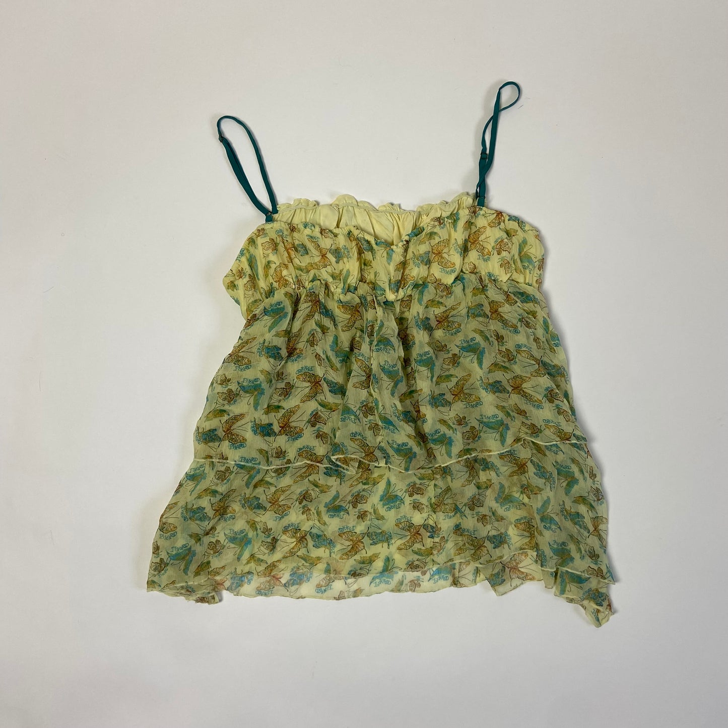 00s Mesh Ruffled Graphic Cami - Size M