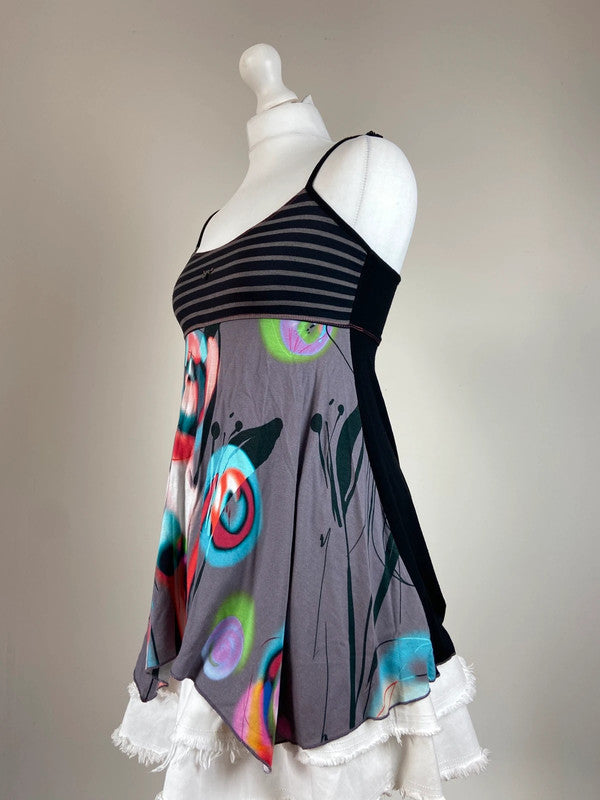 French Archive Asymmetrical Striped Babydoll Top - Size S