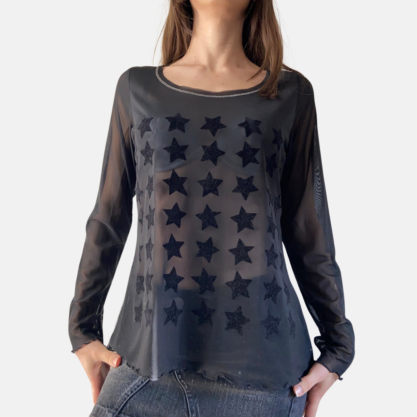 00s Sheer Mesh Top - Size M - Funky Cat