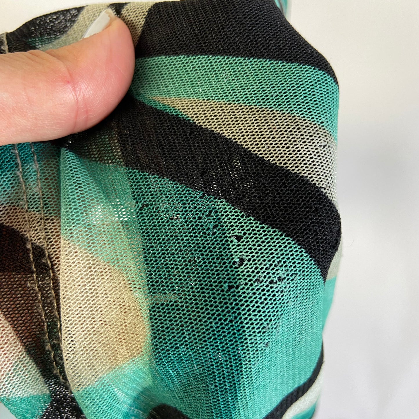 00s Mesh Abstract Print Embroidered Top - Size M