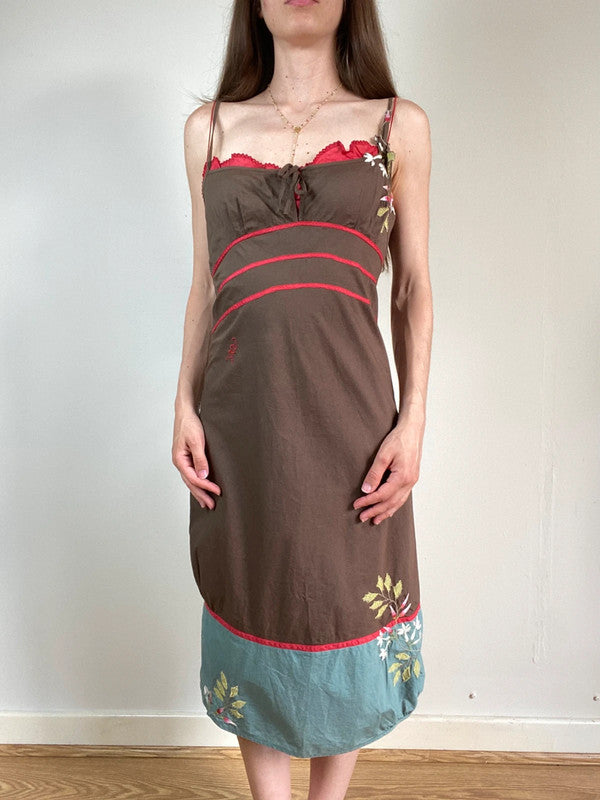 Cop Copine Brown Midi Dress - Size XS
