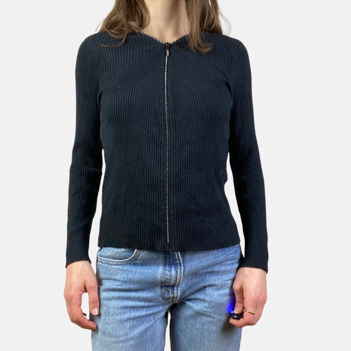 00s Diamanté Zip Jumper - Size XS
