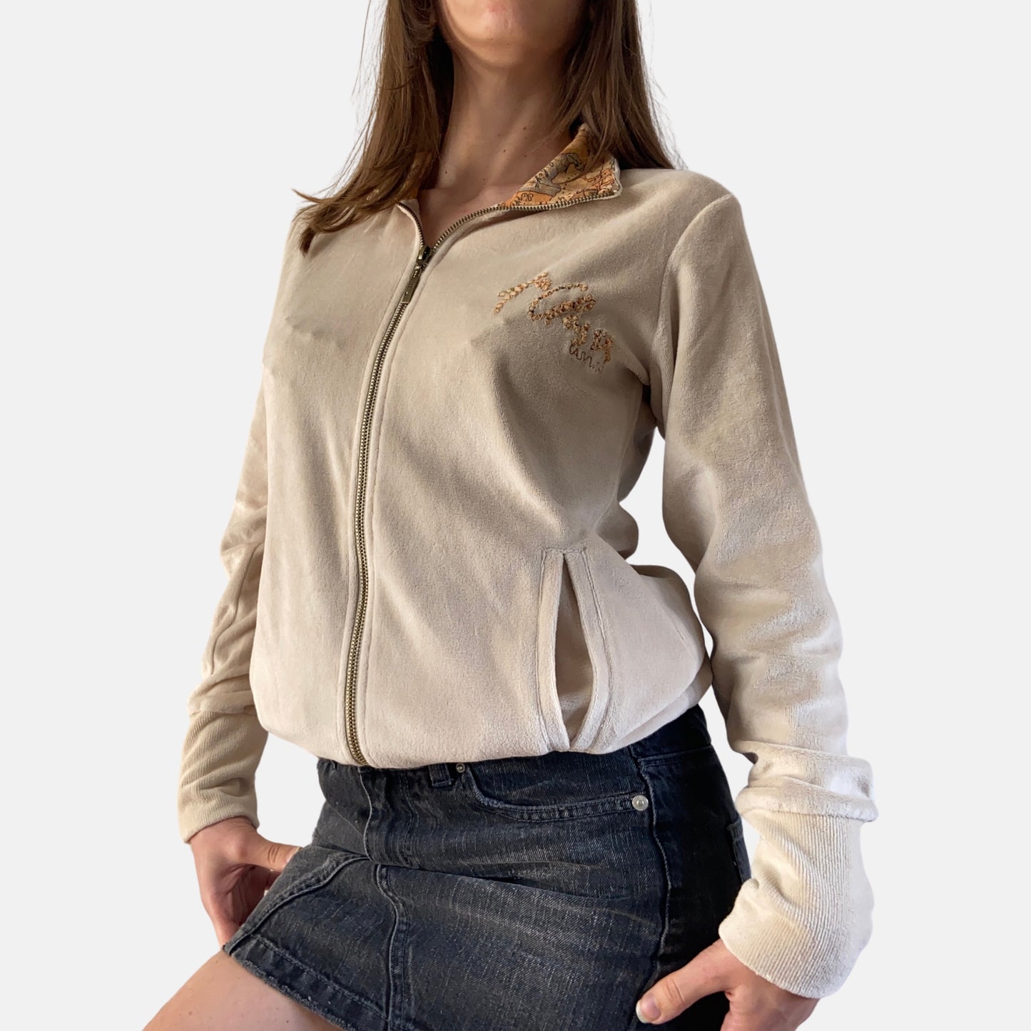 00s Alviero Martini Double Zip Jumper - Size M - Funky Cat