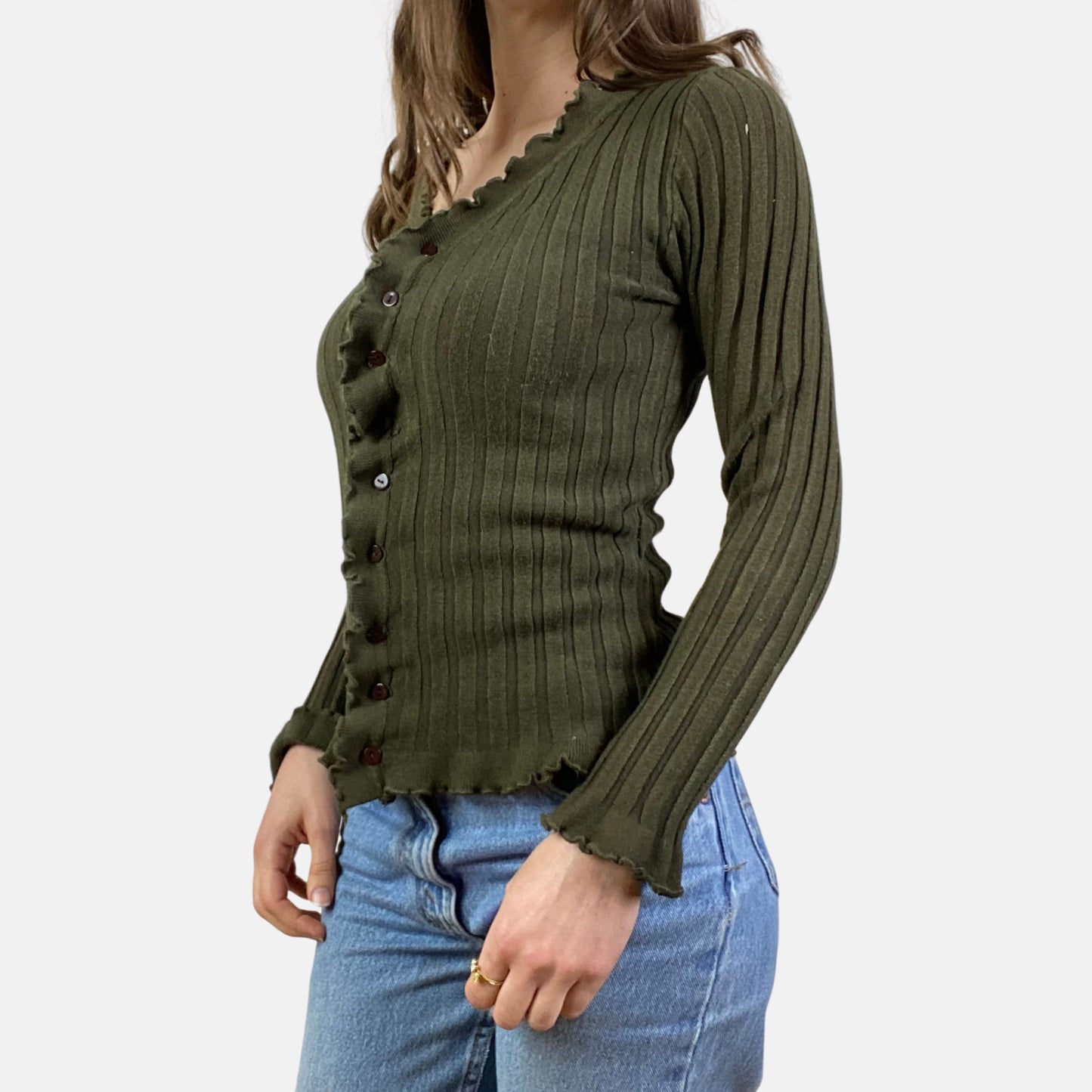 90s Ruffled Cardigan - Size XS