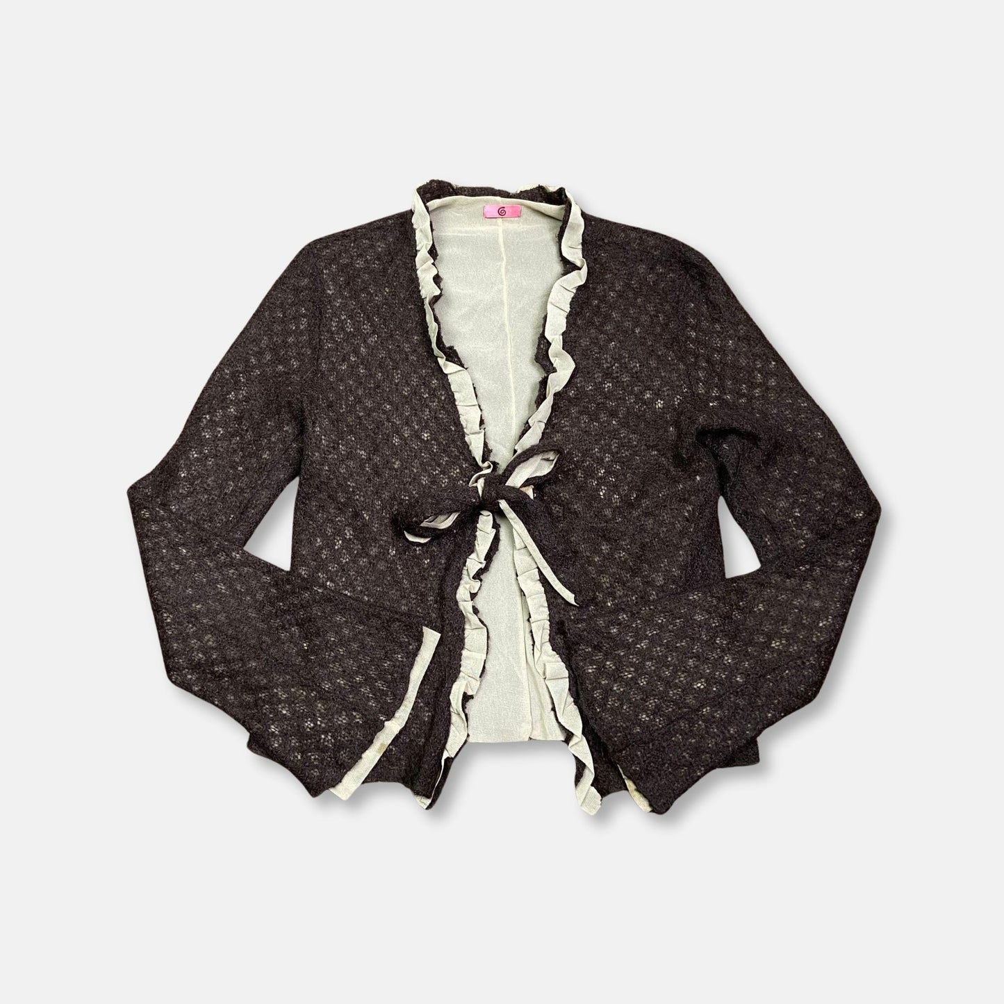 00s Brown Tie Front Cardigan - Size S