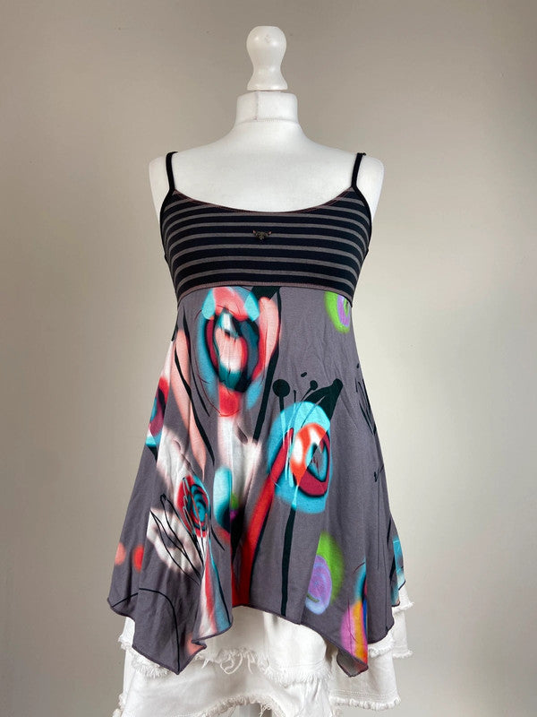French Archive Asymmetrical Striped Babydoll Top - Size S