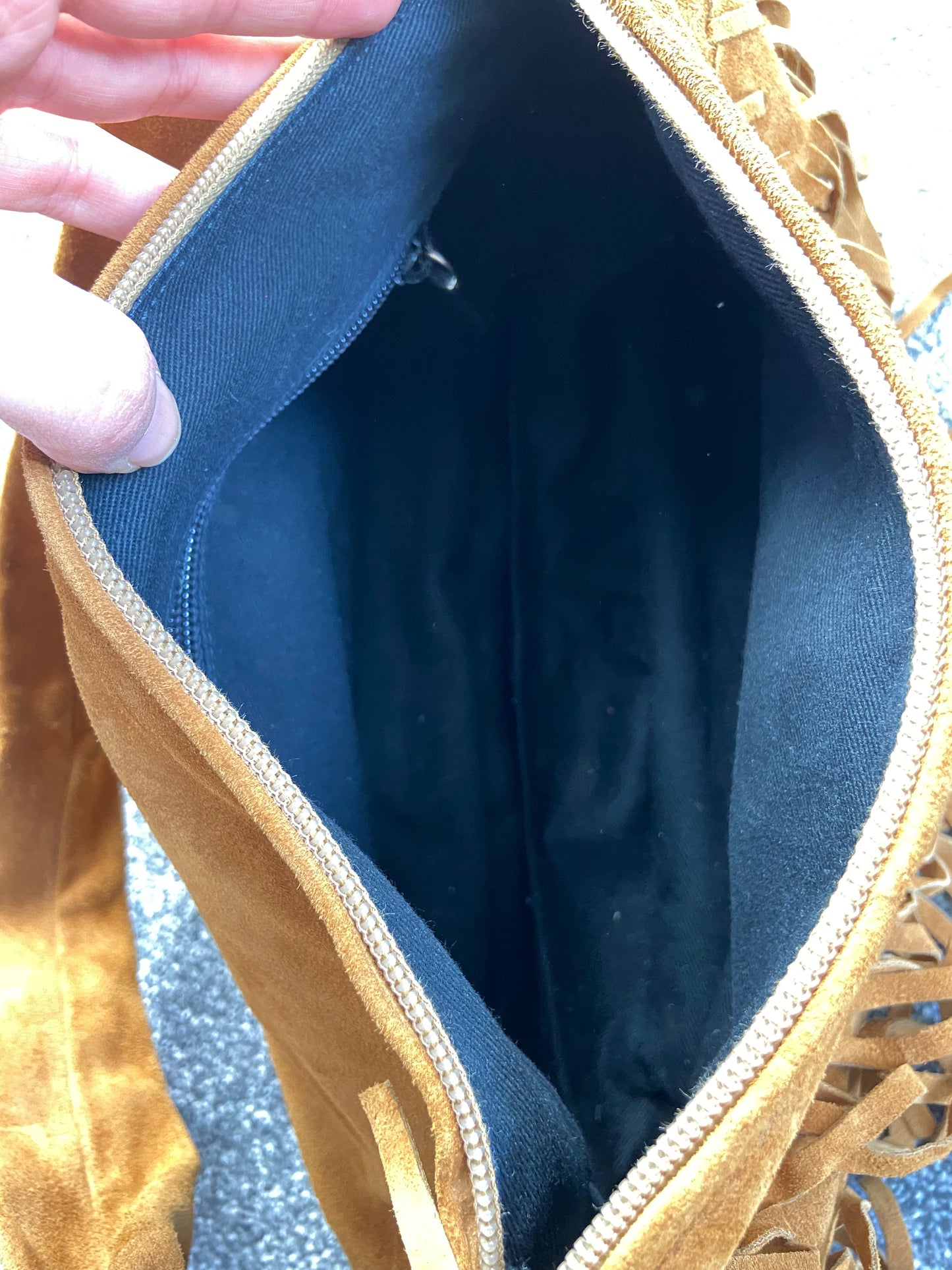 Vintage 00s Suede Fringe Shoulder Bag - Funky Cat