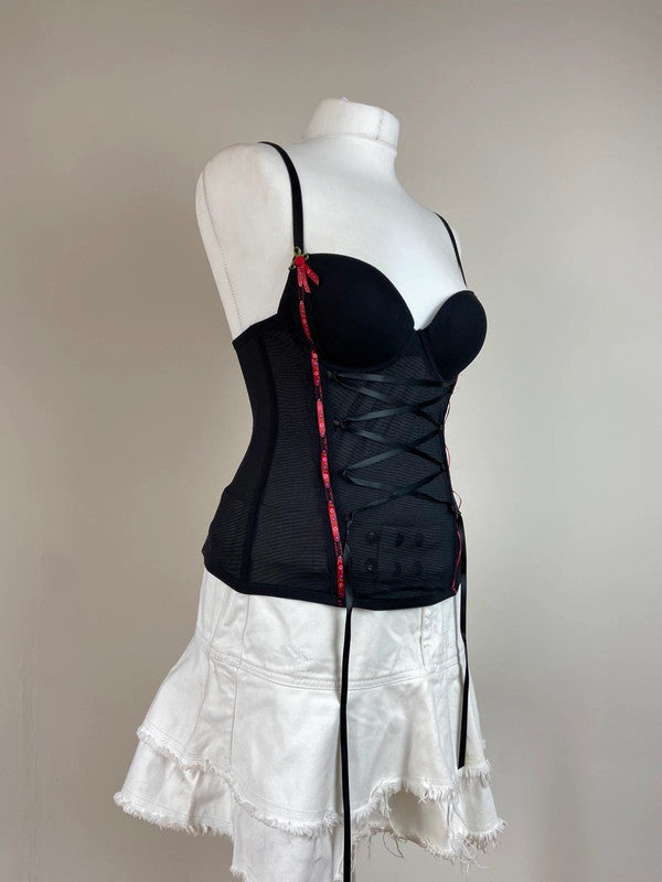 90s Black Corset Style Top - Size XS