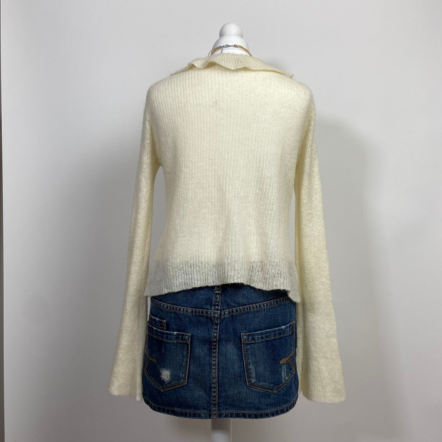 00s Ruffled Knit Cardigan - Size L