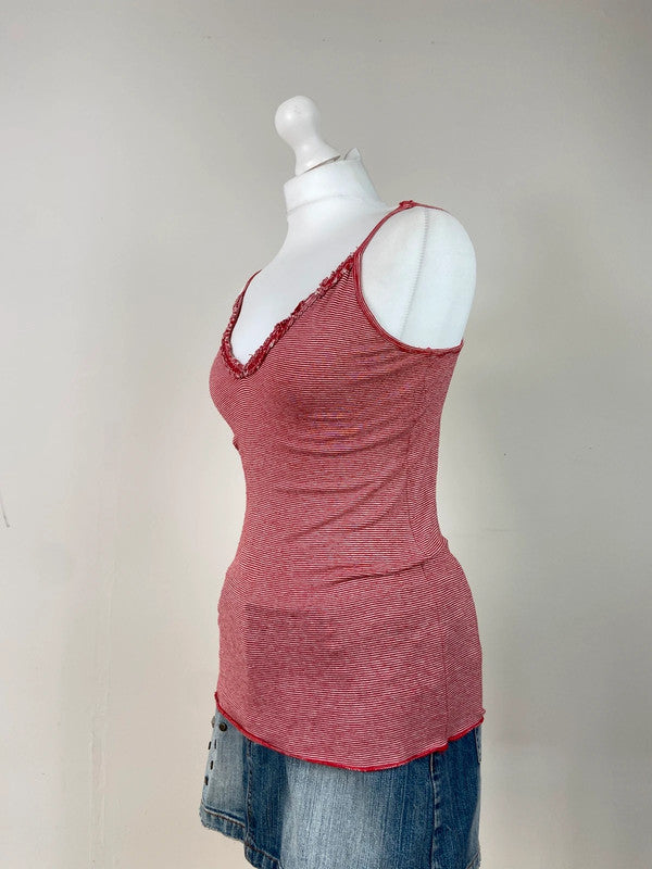 00s Striped Ruffled Cami - Size M