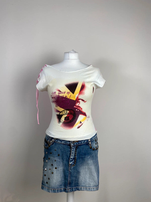 90s Graphic Printed Baby Tee - Size S