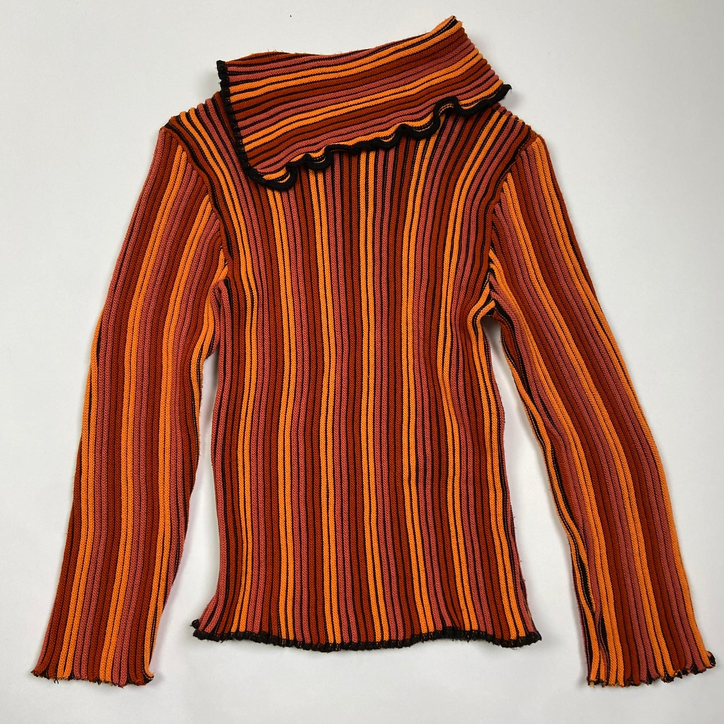 00s Striped Roll Neck Jumper - Size M