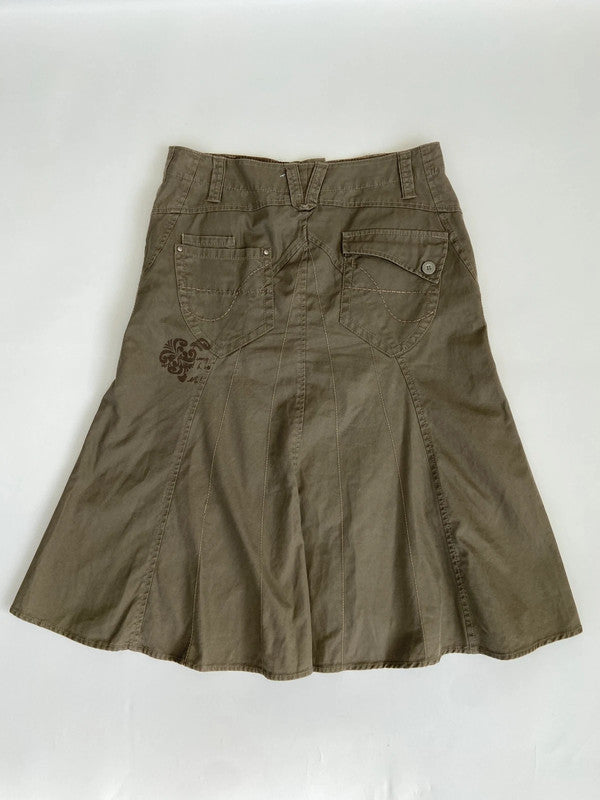 00s Khaki Midi Skirt - Size XS/S