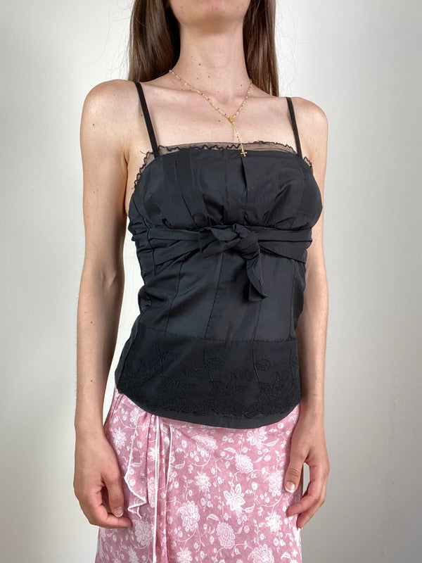 90s Black Corset Top - Size XS/S