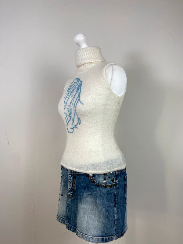 00s Beaded Turtleneck Vest - Size S