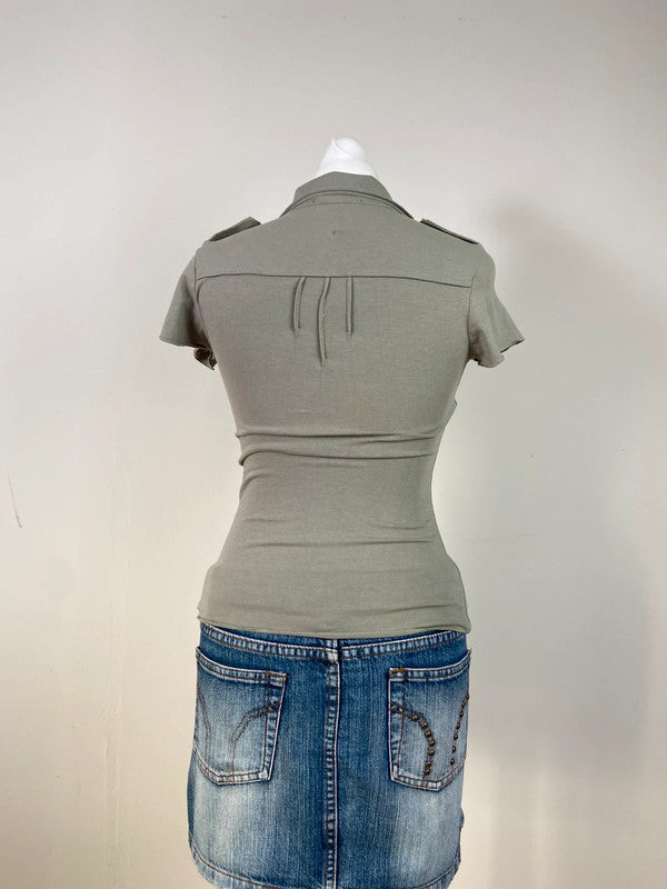90s Khaki Polo T-Shirt - Size S