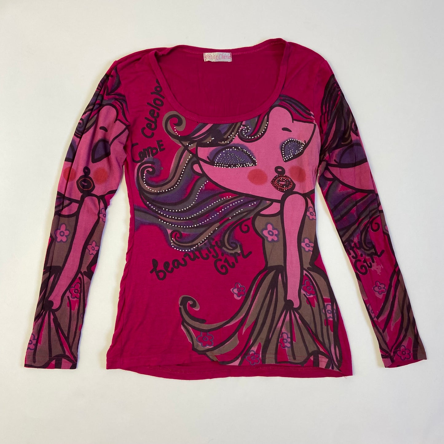 00s Rhinestone Graphic Long Sleeve - Size M