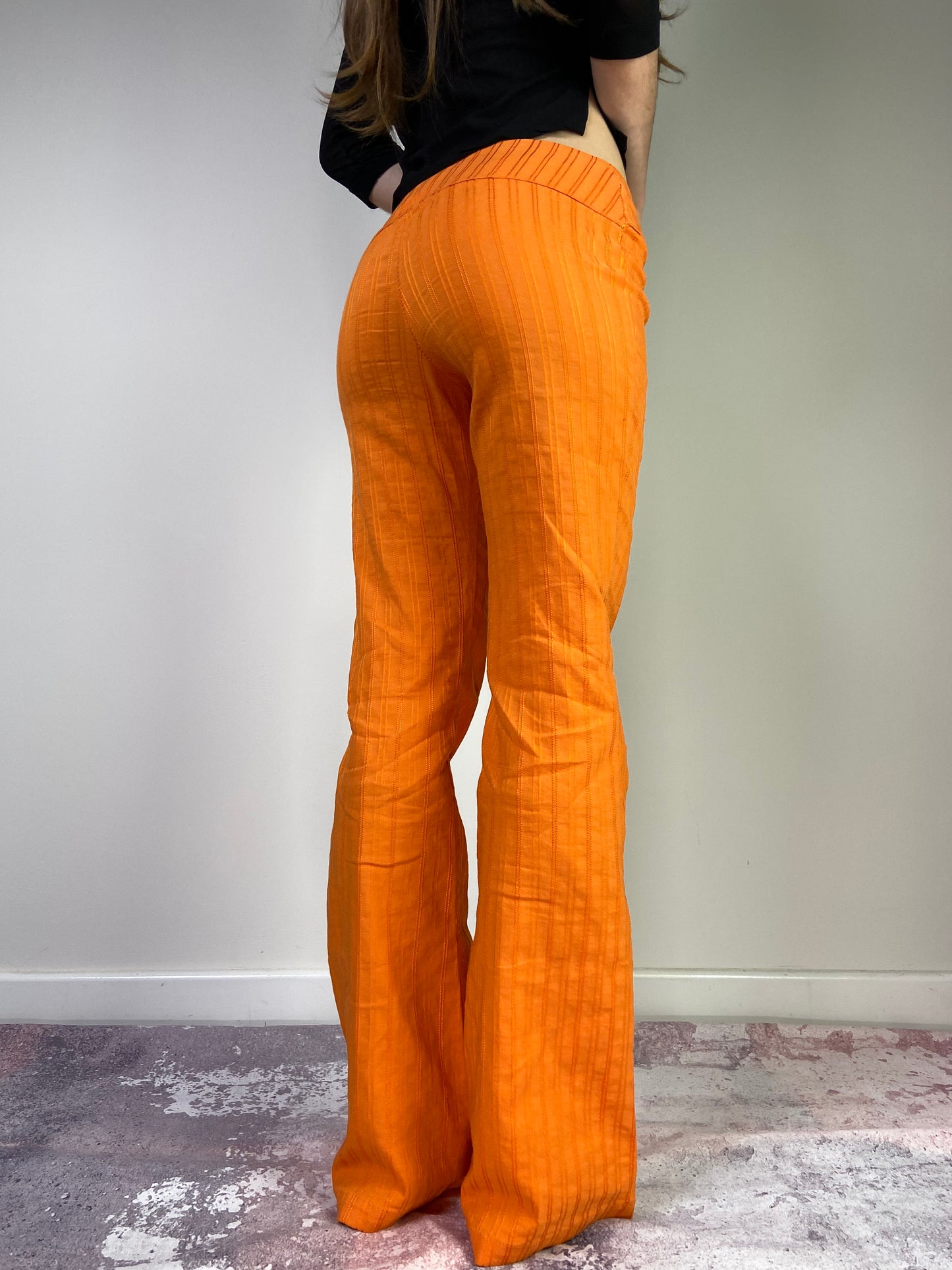 00's Orange Flares with Belt - Size XS - Funky Cat
