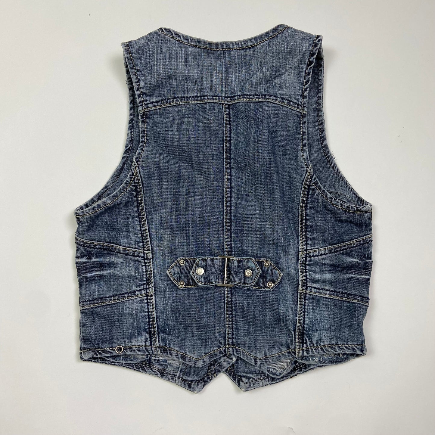 00s Denim Vest With Buckle - Size S