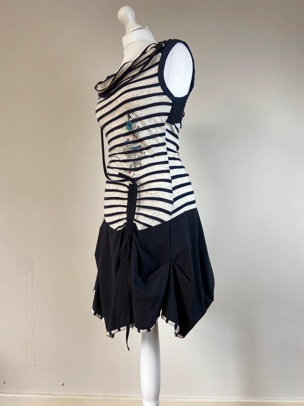 Parisian Striped Dress With Slouch Neck - Size M