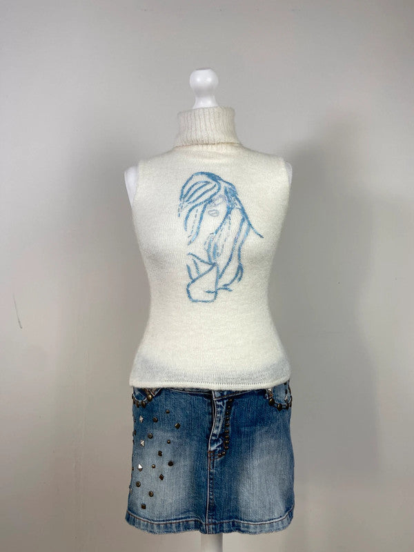 00s Beaded Turtleneck Vest - Size S