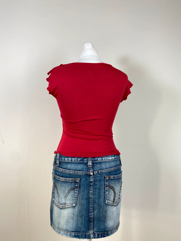 90s Beaded Fringe Baby Tee - Size M
