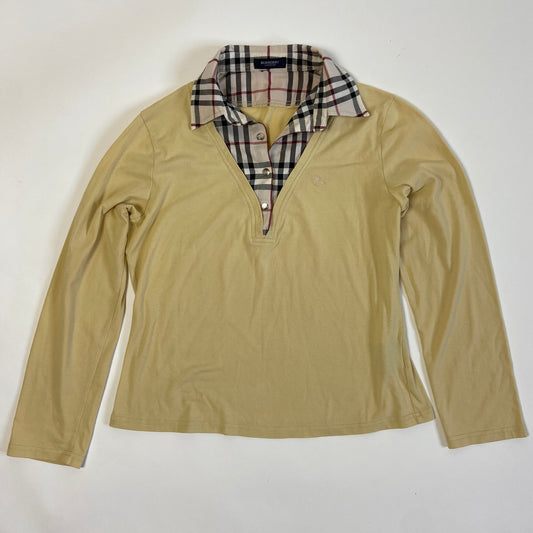 Burberry Polo Long Sleeve Top - Size L