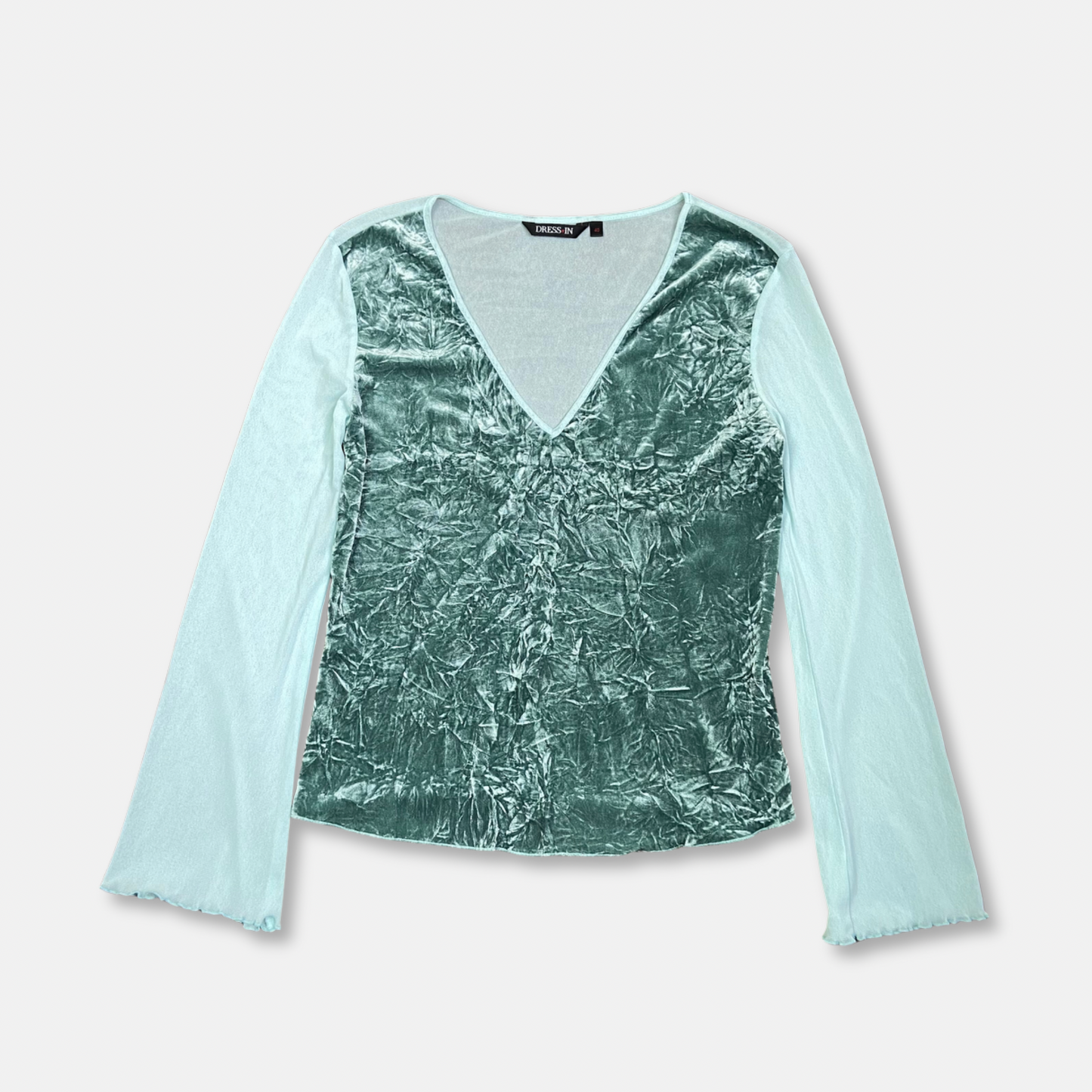 00s Mesh & Velvet Top - Size M - Funky Cat