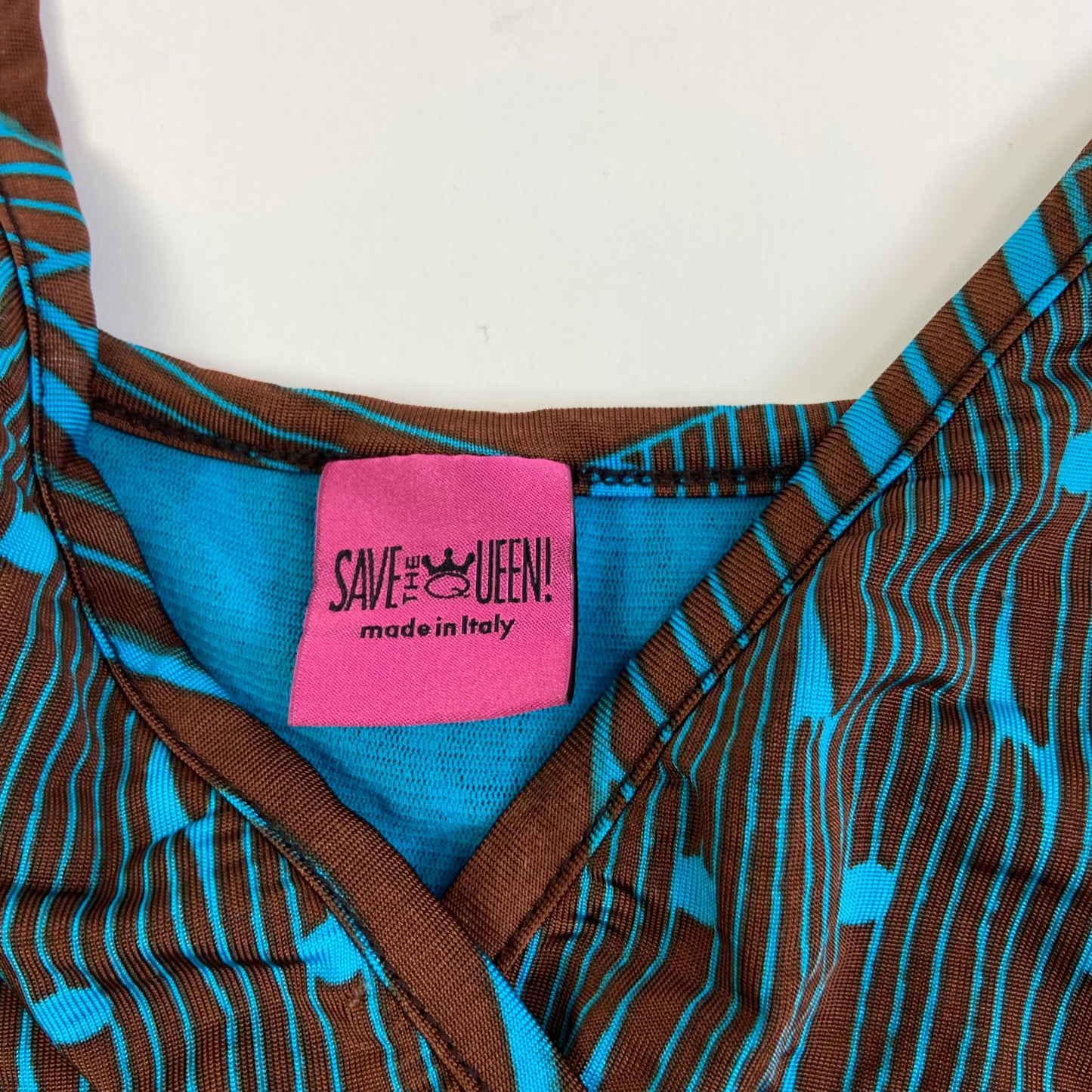 Save The Queen Abstract Print Ruffled Dress - Size M