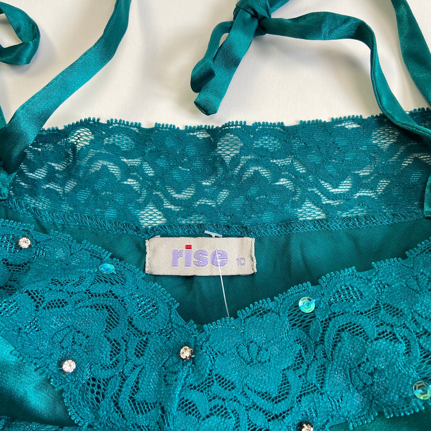 00s Diamanté Lace Trim Cami - Size S
