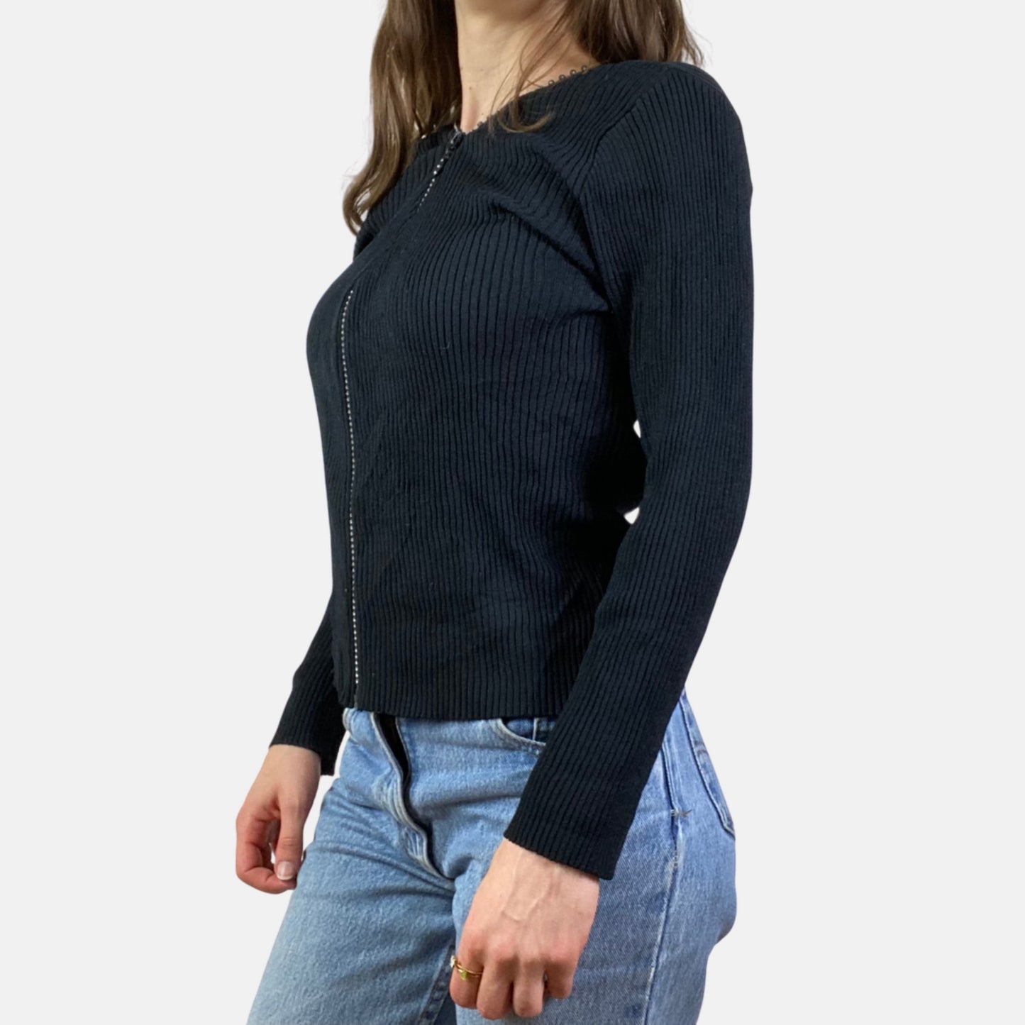 00s Diamanté Zip Jumper - Size XS