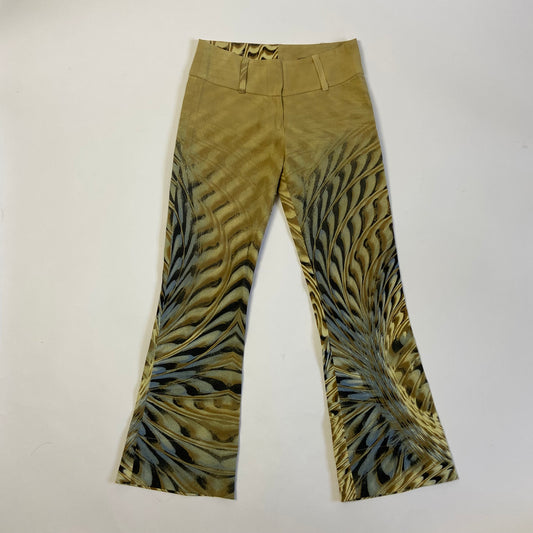 00s Abstract Print Flared Pants - Size 8