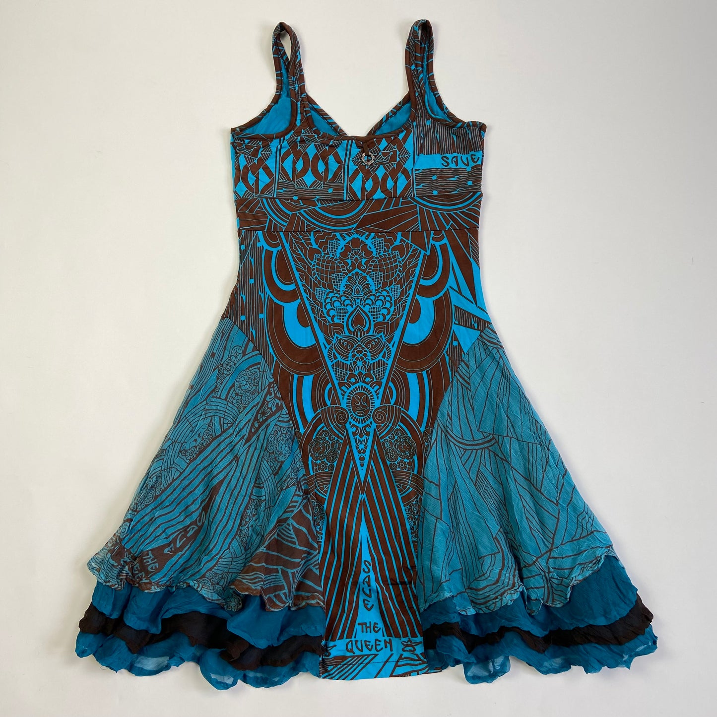 Save The Queen Abstract Print Ruffled Dress - Size M