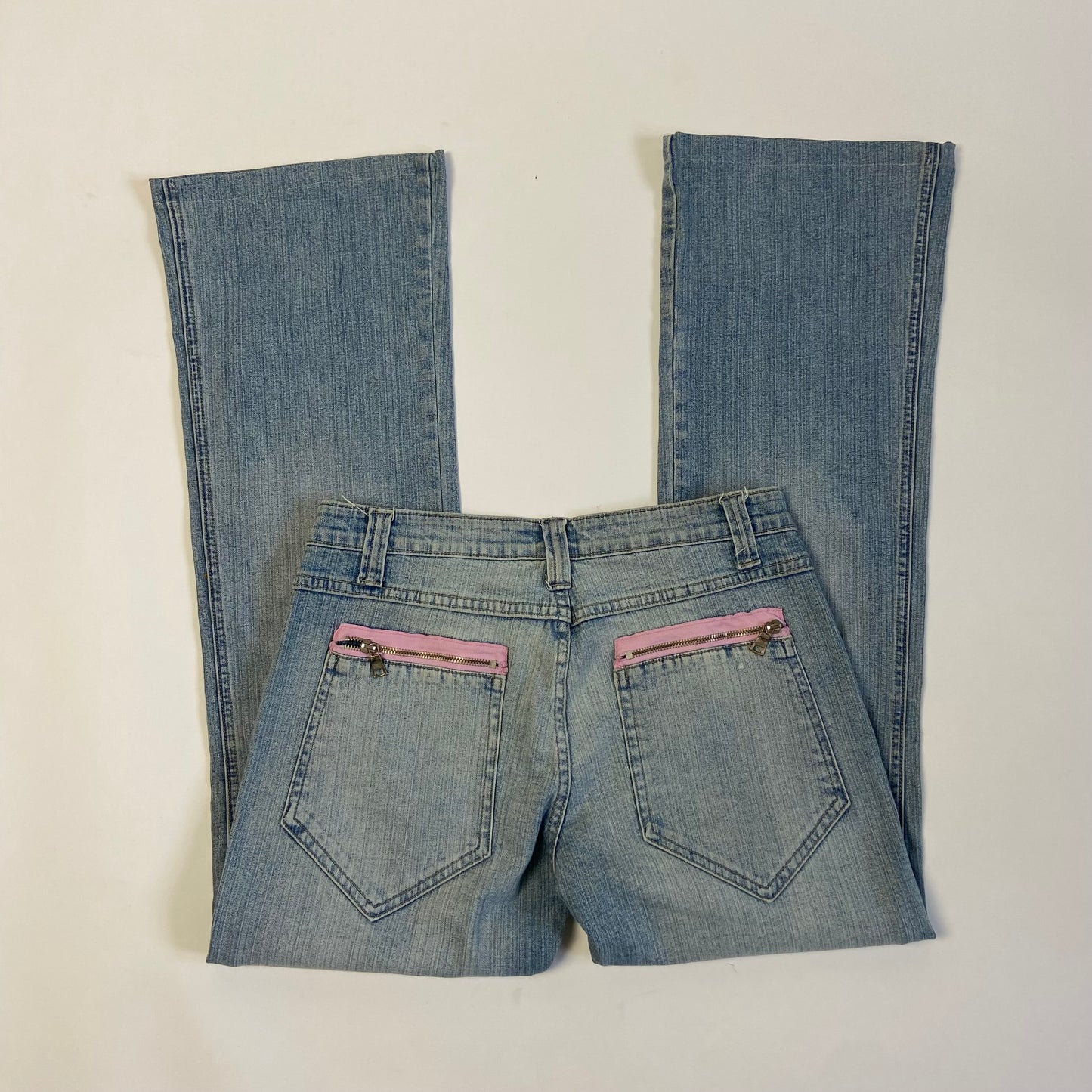 00s Flared Jeans With Pink Details - Size 6/8