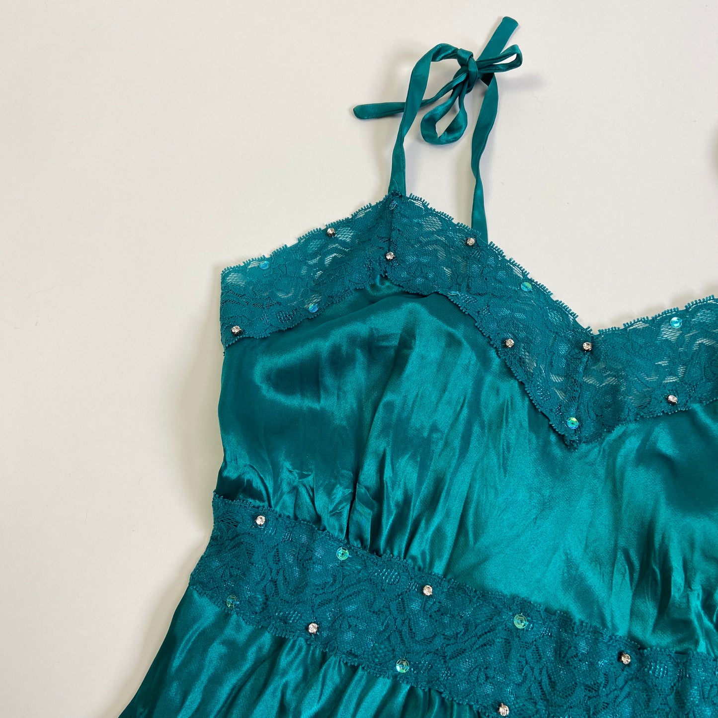 00s Diamanté Lace Trim Cami - Size S