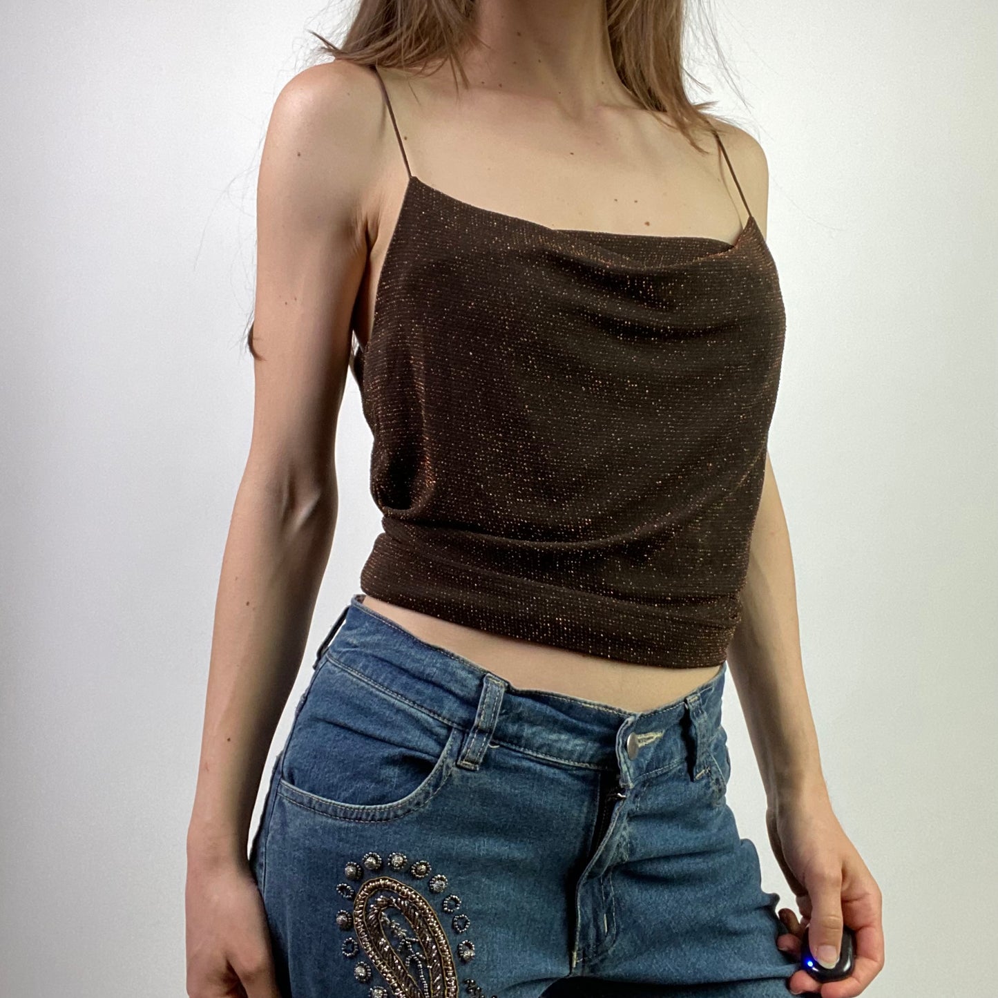 Cowl Neck Slinky Top- Size M