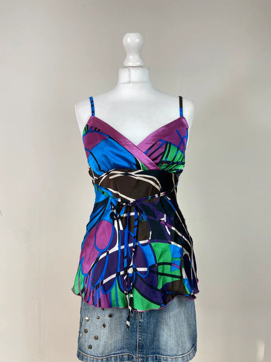 Vintage 90s Y2K Cami Top With Tie Waist - Size M