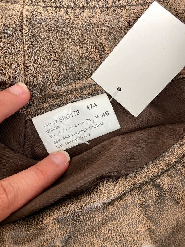 90s Brown Buckle Midi Skirt - Size S