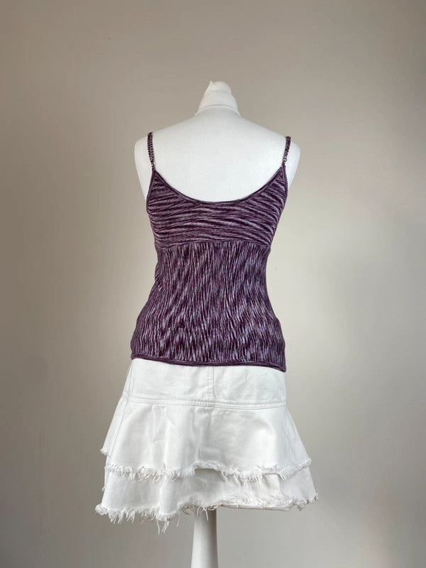 00s Knit Cami Top With Crochet Flower - Size M